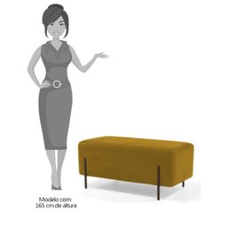 Puff Decorativo 90cm Base Aço Status B-279 Veludo Mostarda - 4