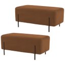 Ver imagem 1 de Kit 2 Puffs Decorativos 90cm Base Aço Status B-262 Veludo Telha
