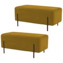 Ver imagem 1 de Kit 2 Puffs Decorativos 90cm Base Aço Status B-279 Veludo Mostarda