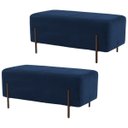 Ver imagem 1 de Kit 2 Puffs Decorativos 90cm Base Aço Status B-304 Veludo Azul Marinho