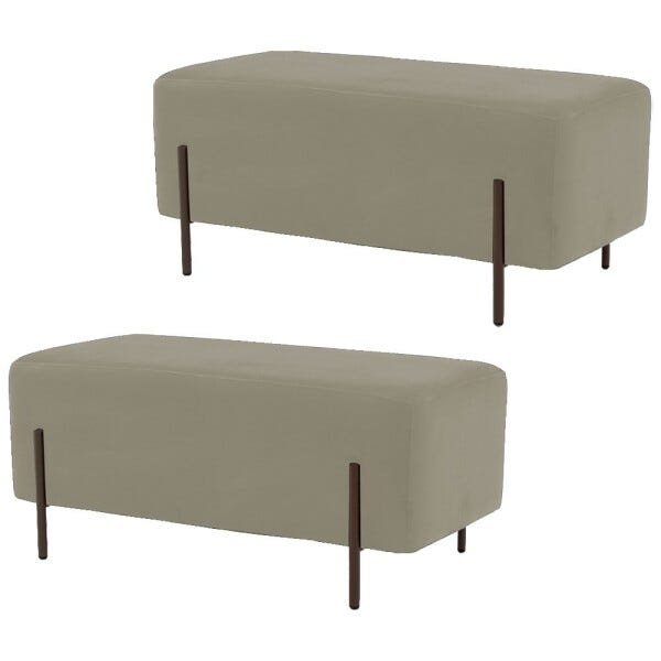 Puff Sala Quarto Redondo Decorativo Linho Veludo Classic - R$ 309,9