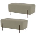 Ver imagem 1 de Kit 2 Puffs Decorativos 90cm Base Aço Status B-309 Veludo Bege