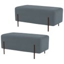 Ver imagem 1 de Kit 2 Puffs Decorativos 90cm Base Aço Status B-317 Veludo Cinza