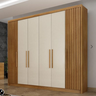 Guarda Roupa Casal 6 Portas 8 Gavetas Santoro Ripado Móveis Novo Horizonte - Cumaru Fendi Ripado - 1