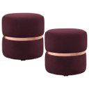 Ver imagem 1 de Kit 2 Puffs Decorativos com Cinto Rosê Round B-278 Veludo Vermelho