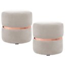 Ver imagem 1 de Kit 2 Puffs Decorativos com Cinto Rosê Round B-309 Veludo Bege Claro