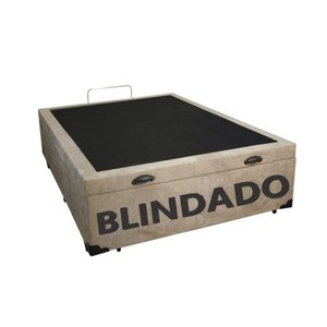 Cama Box Baú Casal Blindado Suede Bege com Pistão a Gás