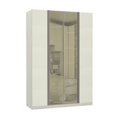 Guarda-roupa Solteiro Luciane 4 Portas 3 Gavetas Prime Plus Alumínio com Vidro Reflecta