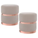 Ver imagem 1 de Kit 2 Puffs Decorativos Cinto e Aro Rosê Round B-309 Veludo Bege Claro