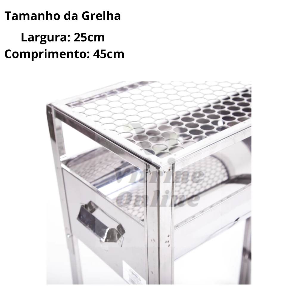 Churrasqueira Inox Grande Carvão com Pé e Grelha - 3