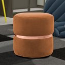 Ver imagem 2 de Kit 2 Puffs Decorativos com Cinto Rosê Round B-262 Veludo Laranja