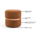 Ver imagem 3 de Kit 2 Puffs Decorativos com Cinto Rosê Round B-262 Veludo Laranja