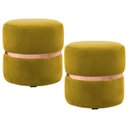 Ver imagem 1 de Kit 2 Puffs Decorativos com Cinto Rosê Round B-279 Veludo Amarelo