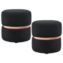Ver imagem 1 de Kit 2 Puffs Decorativos com Cinto Rosê Round B-300 Veludo Preto