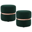 Ver imagem 1 de Kit 2 Puffs Decorativos com Cinto Rosê Round B-303 Veludo Verde Musgo