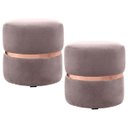 Ver imagem 1 de Kit 2 Puffs Decorativos com Cinto Rosê Round B-305 Veludo Marinho