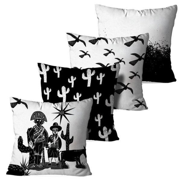 Kit 4 Almofadas Decorativas Cordel Cactos 45x45cm - 1