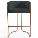 Ver imagem 2 de Kit 4 Banquetas Decorativas Base Aço Cobre Betina C-465 Linho Chumbo - Domi