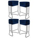 Ver imagem 1 de Kit 4 Banquetas Decorativas Base Aço Preto Betina B-304 Veludo Azul Marinho - Domi