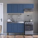 Ver imagem 1 de Armário de Cozinha Americana Modulada 190cm com Balcão para Pia Multimóveis CR20493 Branco/Azul