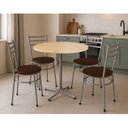 Ver imagem 2 de Mesa de Jantar Redonda 80cm Pinus com 4 Cadeiras Estofada Cinza