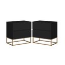 Ver imagem 1 de 2 Criados Modernos 2 Gavetas Pés de Ferro Dourado Estilo Industrial:preto