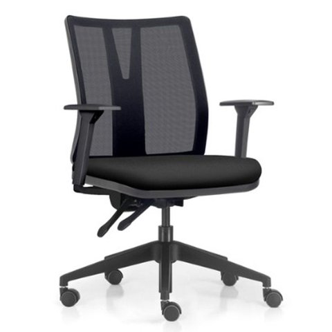 Cadeira de Escritório Giratória Diretor Flow F02 Base Preta Crepe Preto - Lyam Decor