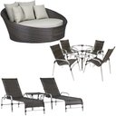 Ver imagem 1 de Kit 4 Cadeiras e Mesa 2 Espreguiçadeiras 1 Chaise Alumínio Trama Original