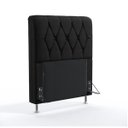 Ver imagem 1 de Cabeceira Estofada Decorativa Sirius 90 Para Cama De Solteiro Couro Artificial Preto Aradecor