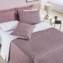 Ver imagem 2 de Kit Cobre Leito Colcha Meggy Poá Solteiro Dupla Face Micropercal 200 Fios 2 Peças - Rosê Casa Scarpa