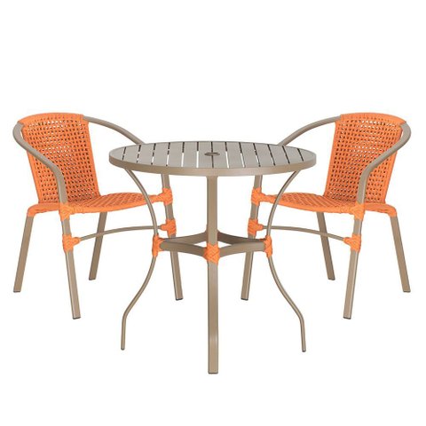 02 Cadeiras Floripa e Mesa Roma 100cm Fendi e Corda Nautica Trama Original