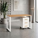 Ver imagem 1 de Conjunto Escrivaninha 140x60cm com Gaveteiro em MDF Industrial Preto