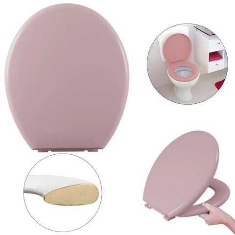Assento Vaso Sanitário Tampa Oval Almofadado Rosa | Astra