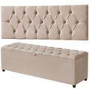 Ver imagem 2 de Cabeceira Queen Paris Estofada Painel com Recamier Baú 150cm para Cama Box Bege - Arkell