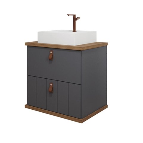 Gabinete de Banheiro Milano com Cuba 60cm Titanium/freijo - Mgm
