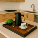 Ver imagem 6 de Bandeja Retangular Café da Manhã com Alça Inox 25x46cm Preto/imbuia - Arkell