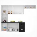 Ver imagem 3 de Kit Cozinha Compacta Suspensa com Balcão 8 Portas 2 Gavetas Júlia Preto - Poquema