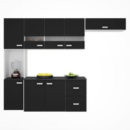 Kit Cozinha Compacta Suspensa com Balcão 8 Portas 2 Gavetas Júlia Preto - Poquema - 1 Kit Cozinha Compacta Suspensa com Balcão 8 Portas 2 Gavetas Júlia Preto - Poquema - 1
