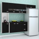 Ver imagem 2 de Kit Cozinha Compacta Suspensa com Balcão 8 Portas 2 Gavetas Júlia Preto - Poquema