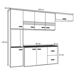 Kit Cozinha Compacta Suspensa com Balcão 8 Portas 2 Gavetas Júlia Preto - Poquema - 4 Kit Cozinha Compacta Suspensa com Balcão 8 Portas 2 Gavetas Júlia Preto - Poquema - 4