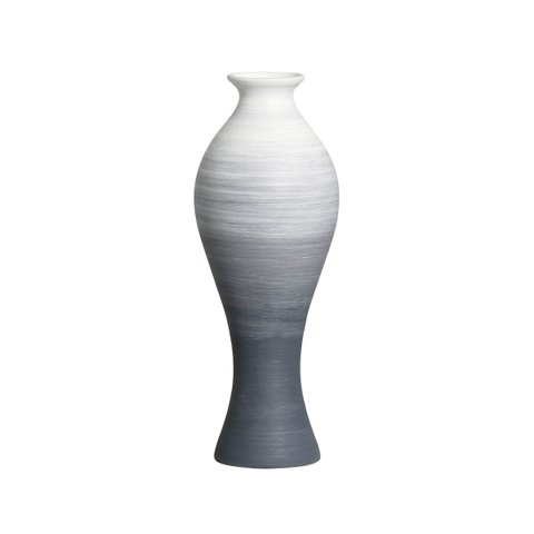 Vaso Decorativo de Cerâmica Califórnia Médio Cinza e Branco Husky Joelma Decorações