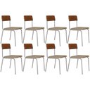 Ver imagem 1 de Kit 08 Cadeiras Estofada para Sala de Jantar Sense Branco C01 Linho Areia Courino Caramelo - Lyam de