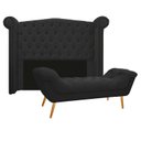 Ver imagem 1 de Kit Cabeceira 140 cm Suede + Calçadeira Madrid Preto