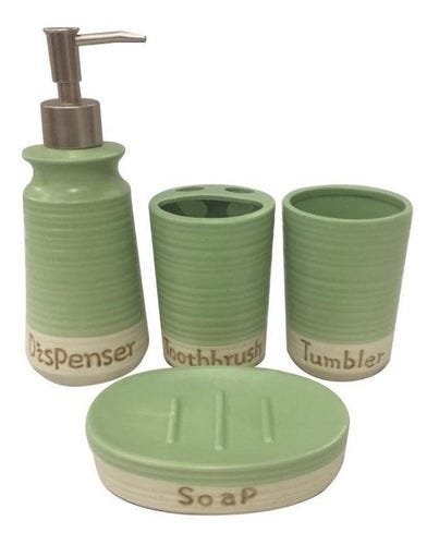Kit Banheiro Lavabo Porta Escova Sabonete Liquído 4 Peças