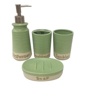 Kit Banheiro Lavabo Porta Escova Sabonete Liquído 4 Peças
