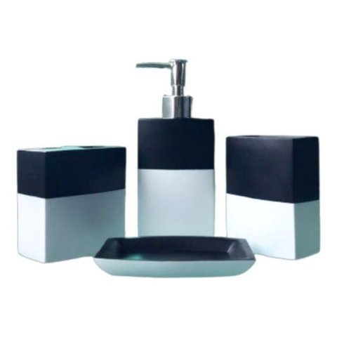 Kit Banheiro Lavabo Porta Sab Liquído Escova 4 Peças