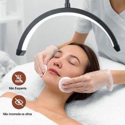 Luminaria Estetica Spa Arco Meia Lua Led 3 Tons Suporte Celular Mesa Salao de Beleza Manicure Limpez - 19