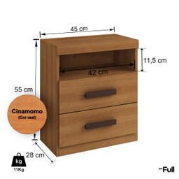 Mesa de Cabeceira Criado Compacto Quarto Cama Cinamomo - 4