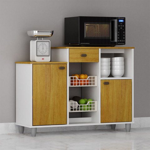 Fruteira de Chão Nora Multiuso Flex 3 Portas 1 Gaveta Mobilihouse