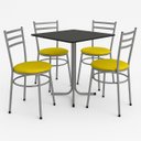 Ver imagem 1 de Conjunto Mesa Cinza 70x70cm Tampo Preto com 4 Cadeiras Epoxi